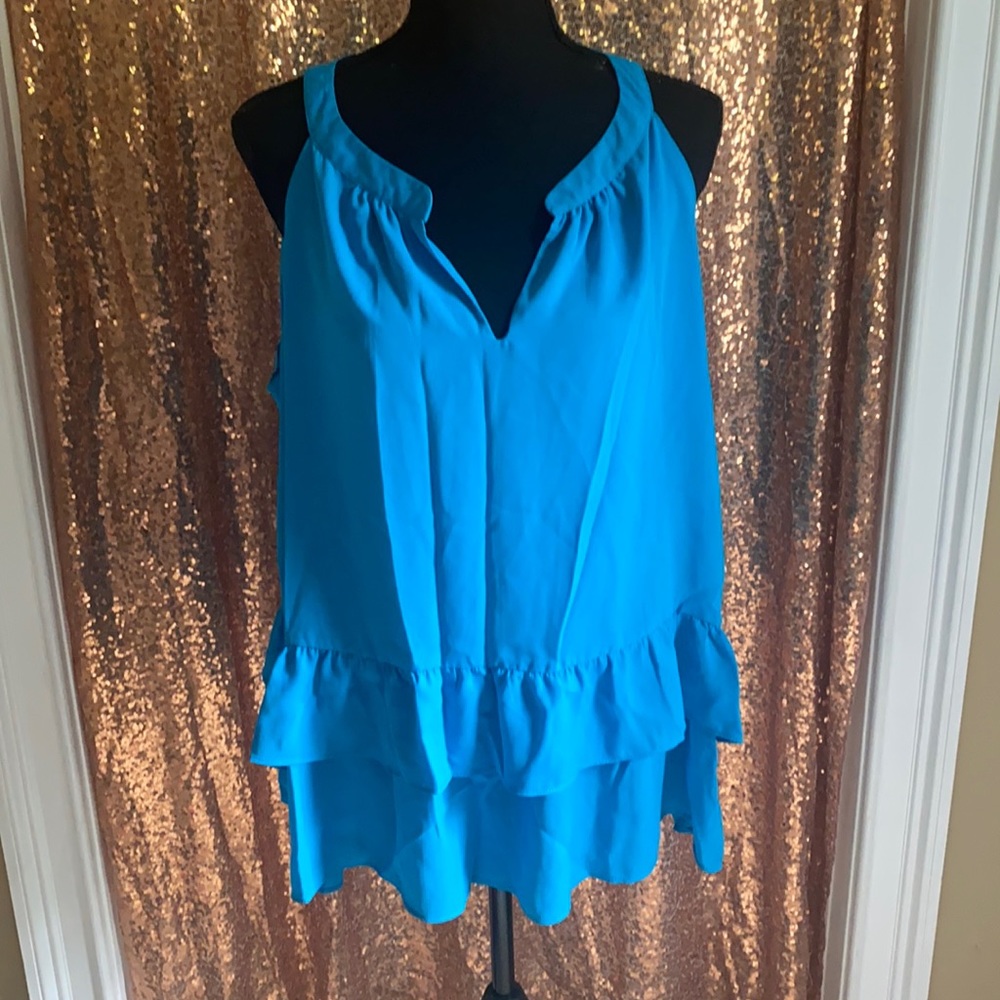 Sz XL Turquoise Top Shirt Blouse